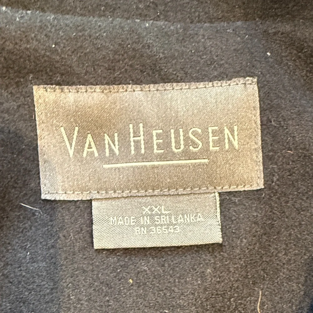 Van Heusen Classic Black Collar Pea Coat, Zip Front, Wool Blend, Size XXL